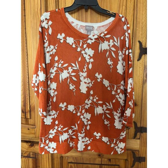 Chico’s Lightweight Floral Print Sweater - Picture 1 of 6
